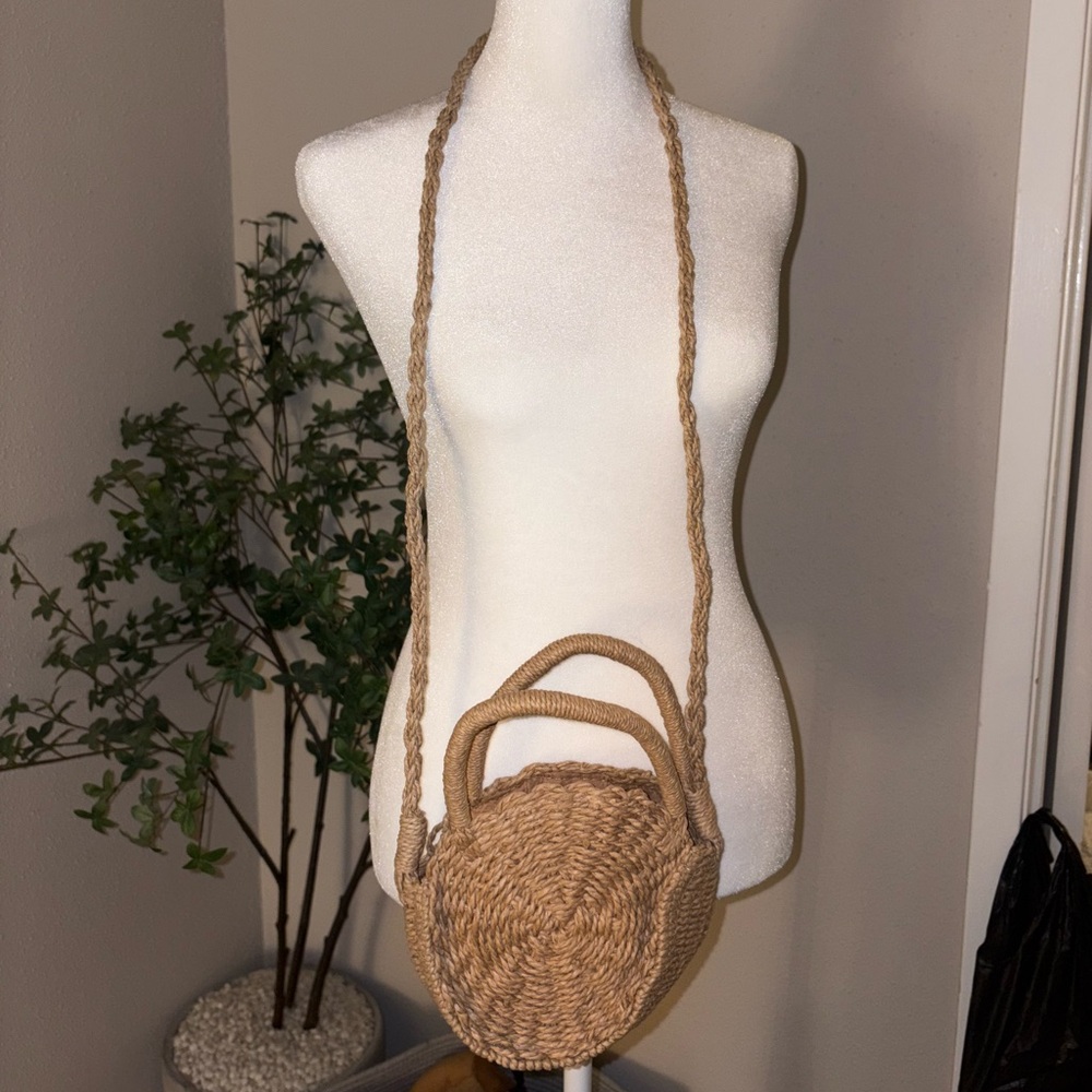 Woven Tan Crossbody Bag